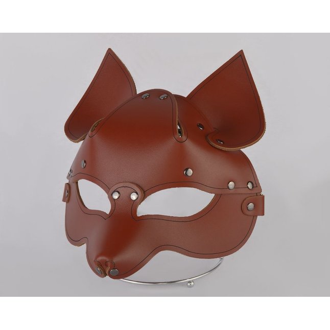 Коричневая кожаная маска Лиса - BDSM accessories