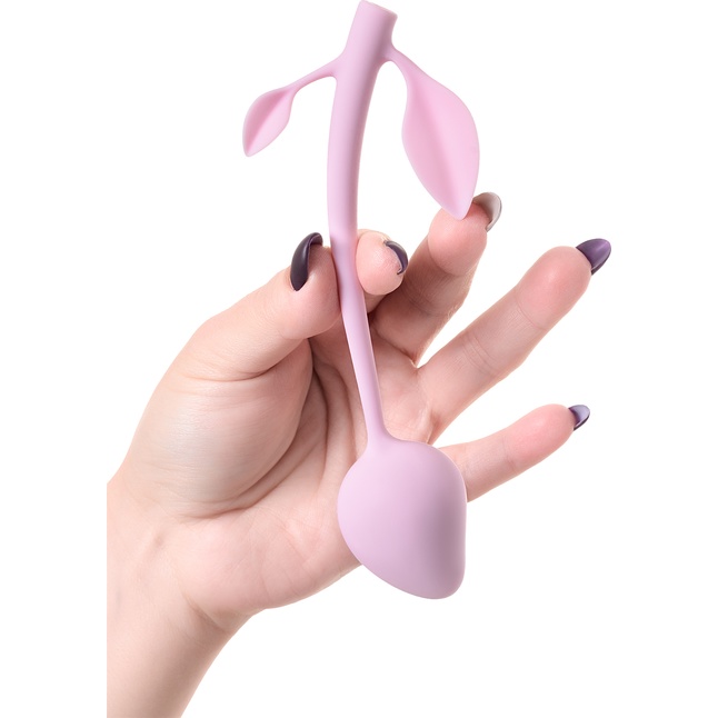 Розовый силиконовый вагинальный шарик с лепесточками. Фотография 3.