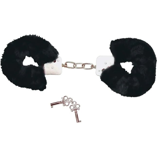 Металлические наручники с черной опушкой - Bad Kitty. Фотография 2.