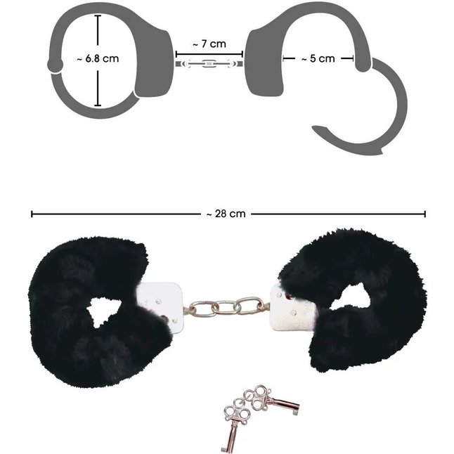 Металлические наручники с черной опушкой - Bad Kitty. Фотография 3.