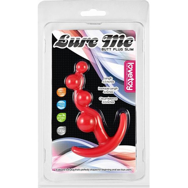 Красная анальная цепочка LURE ME Silicone Anal Toy - 10,5 см. Фотография 2.