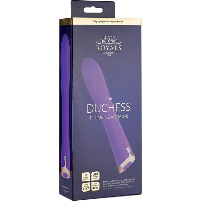 Фиолетовый вибратор The Duchess Thumping Vibrator - 20 см - Royals. Фотография 6.