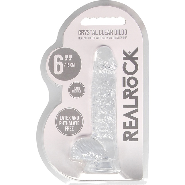 Прозрачный фаллоимитатор Realrock Crystal Clear 6 inch - 17 см - RealRock. Фотография 6.