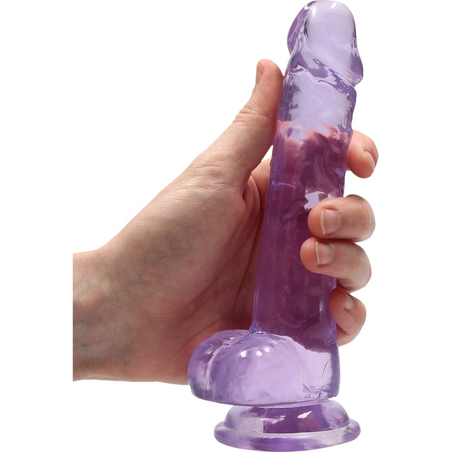 Фиолетовый фаллоимитатор Realrock Crystal Clear 7 inch - 19 см - RealRock. Фотография 4.