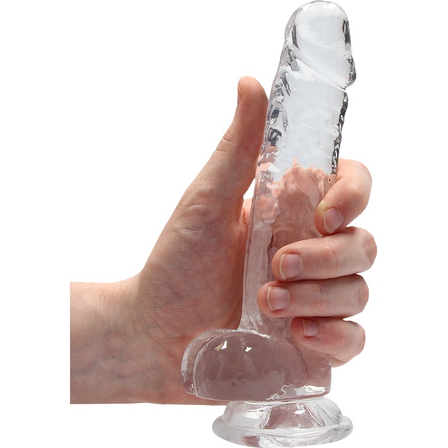 Прозрачный фаллоимитатор Realrock Crystal Clear 7 inch - 19 см - RealRock. Фотография 3.