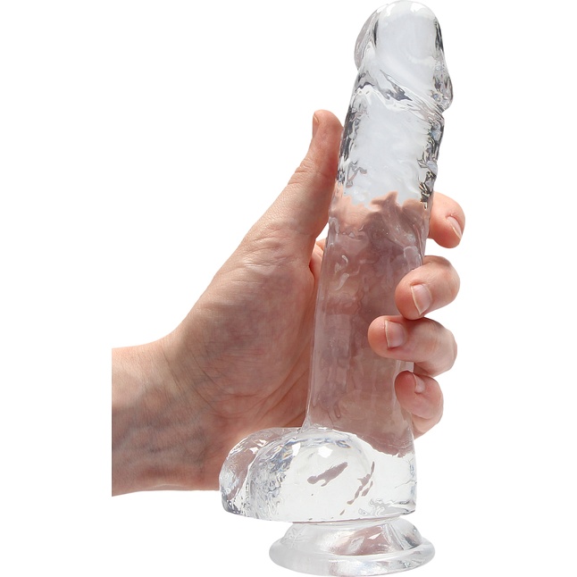Прозрачный фаллоимитатор Realrock Crystal Clear 8 inch - 21 см - RealRock. Фотография 3.