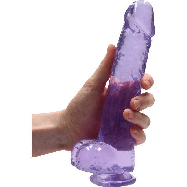 Фиолетовый фаллоимитатор Realrock Crystal Clear 9 inch - 25 см - RealRock. Фотография 4.