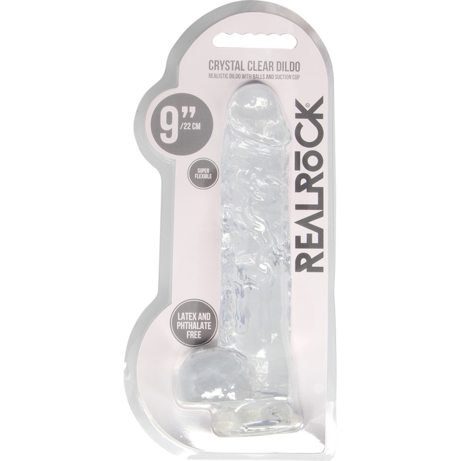 Прозрачный фаллоимитатор Realrock Crystal Clear 9 inch - 25 см - RealRock. Фотография 5.