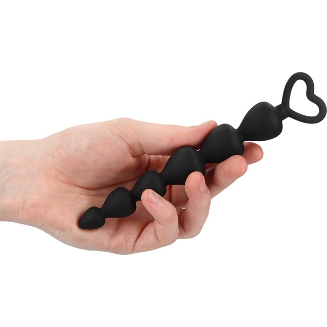 Черная анальная елочка Silicone Anal Beads - 17,5 см - Shots Toys. Фотография 2.
