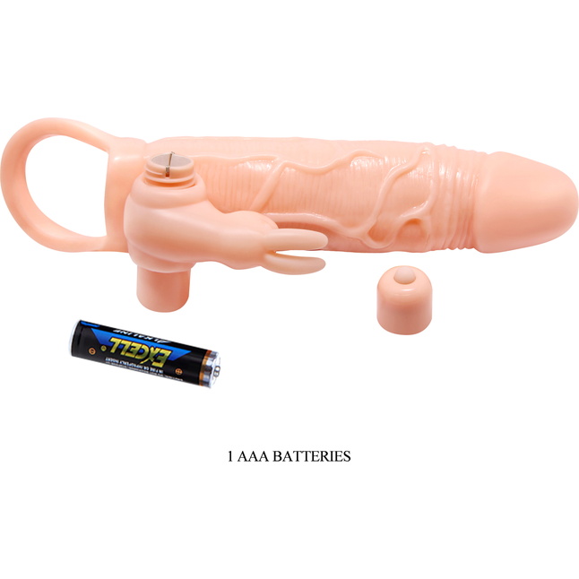 Телесная вибронасадка с клиторальным стимулятором Brave Man - 20,5 см - Pretty Love. Фотография 8.