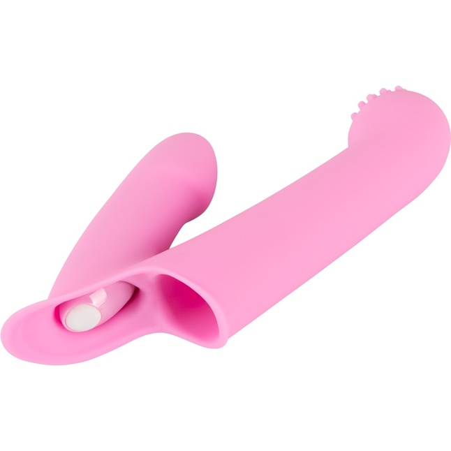 Нежно-розовая двойная вибронасадка на палец Vibrating Finger Extension - 17 см - You2Toys. Фотография 3.