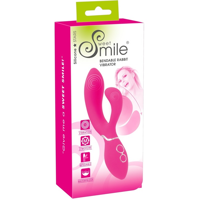 Ярко-розовый вибратор-кролик Bendable Rabbit Vibrator - 19,8 см - Sweet Smile. Фотография 12.