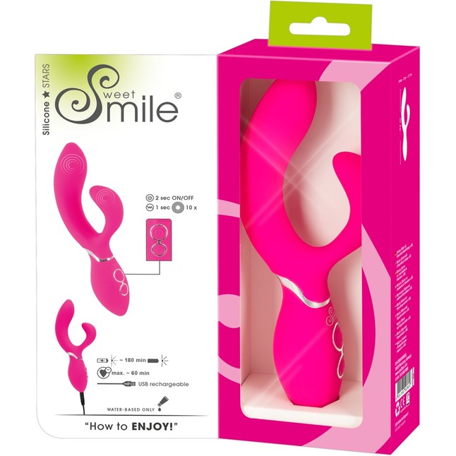 Ярко-розовый вибратор-кролик Bendable Rabbit Vibrator - 19,8 см - Sweet Smile. Фотография 13.