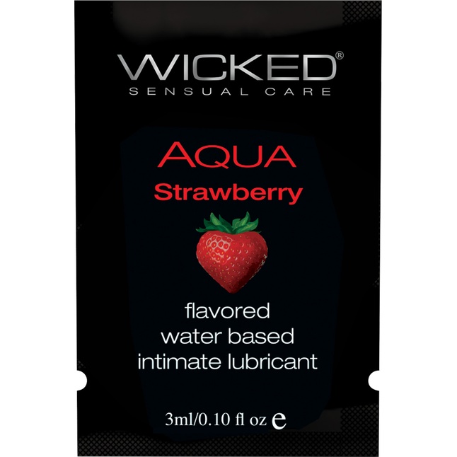 Лубрикант с ароматом клубники Wicked Aqua Strawberry - 3 мл