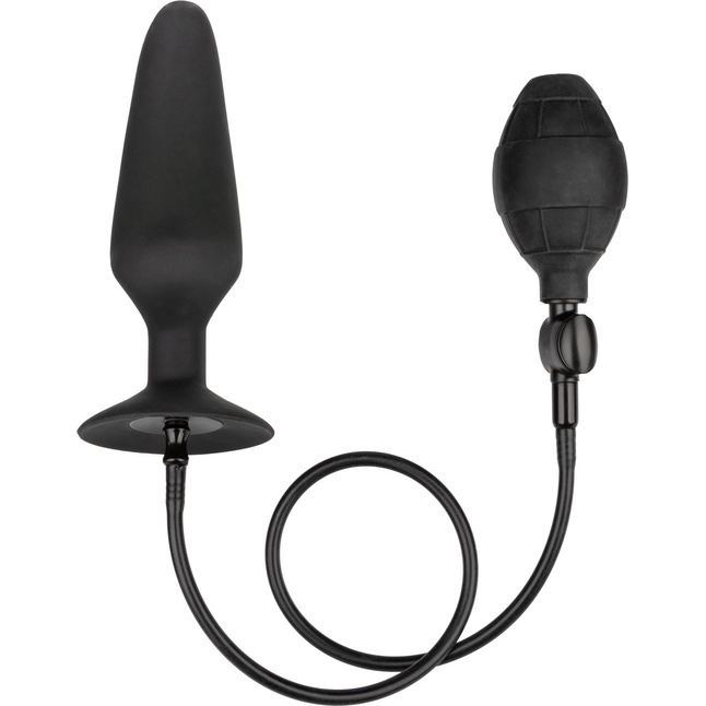 Черная расширяющаяся анальная пробка XL Silicone Inflatable Plug - 16 см - Anal Toys