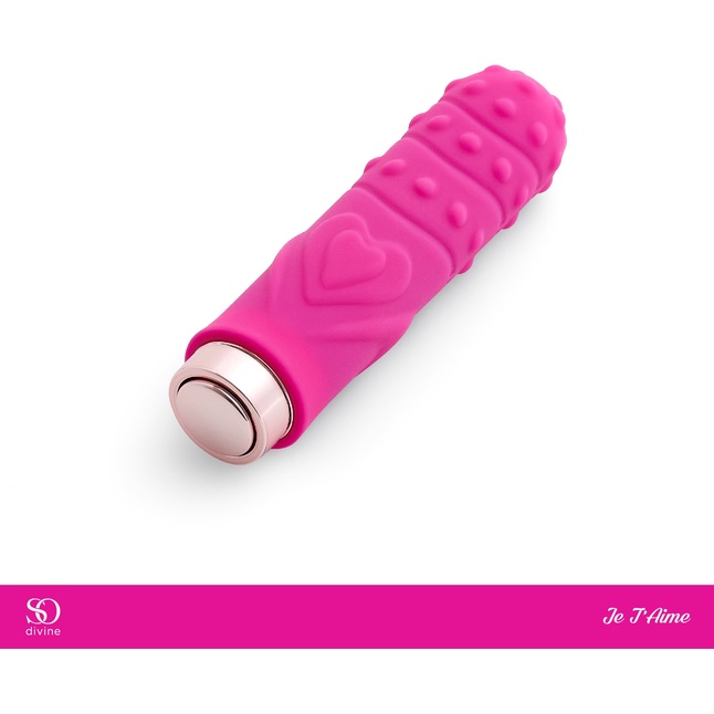 Ярко-розовая рельефная вибропуля Je Taime Silky Touch Vibrator - 9,4 см. Фотография 2.