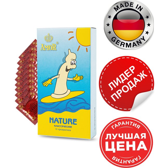 Классические презервативы AMOR Nature Яркая линия - 10 шт. Фотография 2.