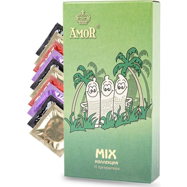 Микс-набор презервативов AMOR Mix Яркая линия - 10 шт
