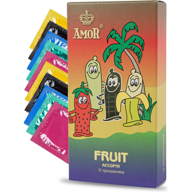Ароматизированные презервативы AMOR Fruit Яркая линия - 10 шт