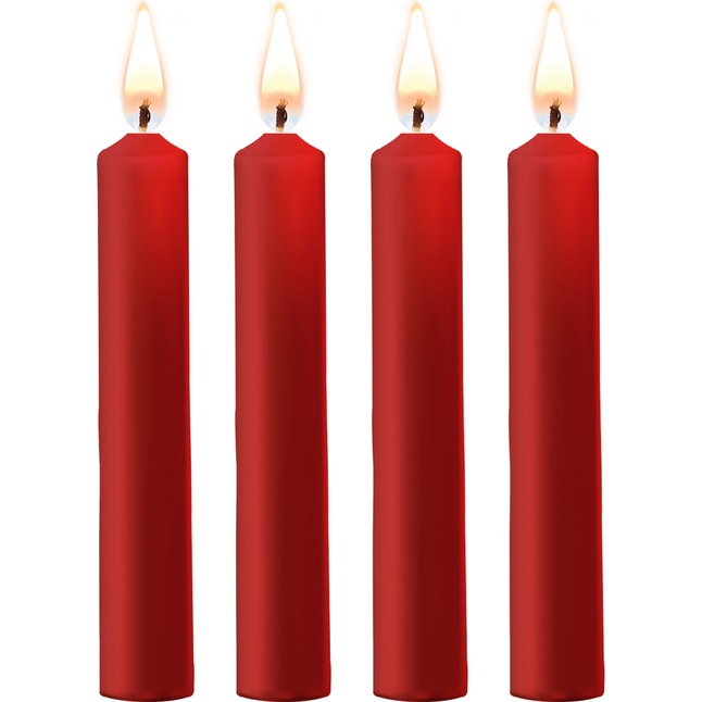 Набор из 4 красных восковых свечей Teasing Wax Candles - Ouch!