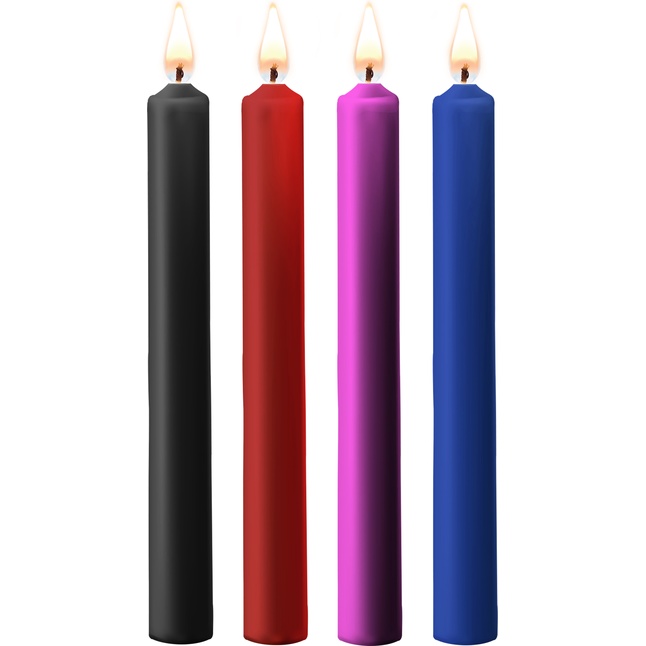 Набор из 4 разноцветных восковых свечей Teasing Wax Candles Large - Ouch!