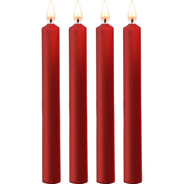 Набор из 4 красных восковых свечей Teasing Wax Candles Large - Ouch!
