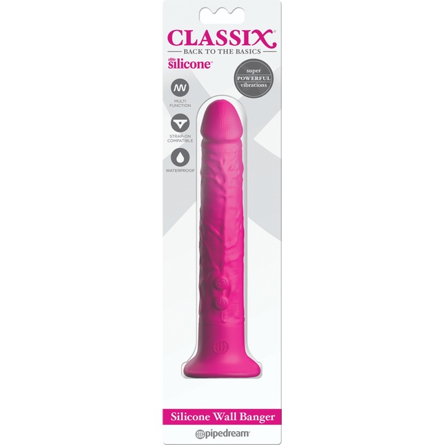 Ярко-розовый вибромассажер-реалистик с присоской Classix Wall Banger 2.0 - 19,1 см - Classix. Фотография 4.