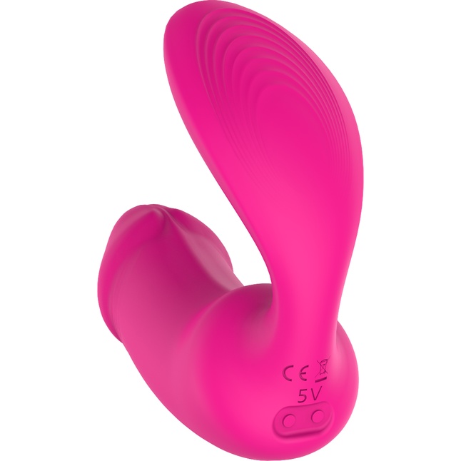 Ярко-розовый вибратор с клиторальной стимуляцией Remote Duo Pleaser - Vibes of Love. Фотография 6.