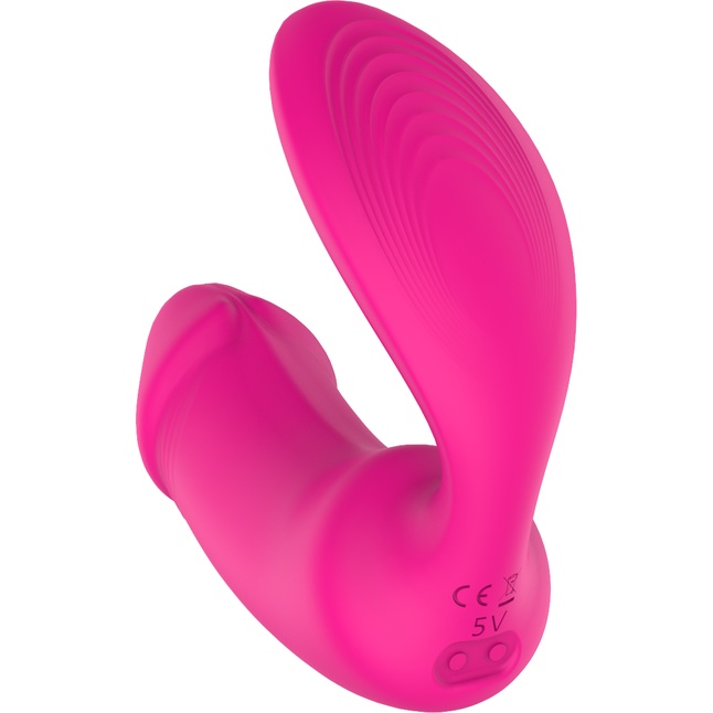 Ярко-розовый вибратор с клиторальной стимуляцией Remote Duo Pleaser - Vibes of Love. Фотография 9.
