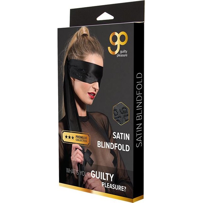 Черная маска-лента на глаза PREMIUM SATIN BLINDFOLD - Guilty Pleasure. Фотография 4.