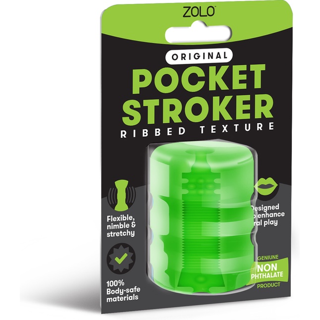 Зеленый портативный мастурбатор Zolo Original Pocket Stroker. Фотография 2.