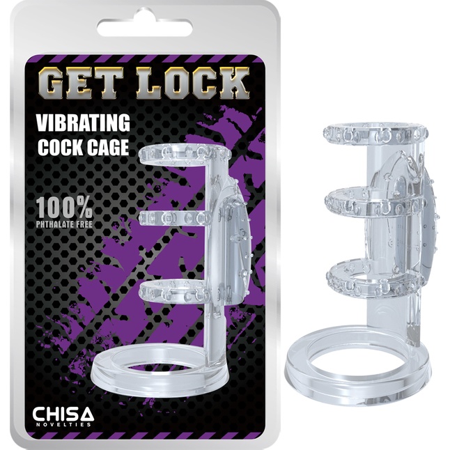 Прозрачная насадка-клетка с вибрацией Vibrating Cock Cage - 7,6 см - Get Lock. Фотография 2.
