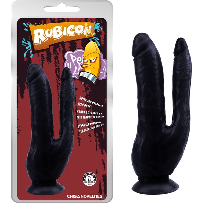 Черный анально-вагинальный фаллоимитатор Dark Magic Dual Penis - 19,5 см - Rubicon. Фотография 2.