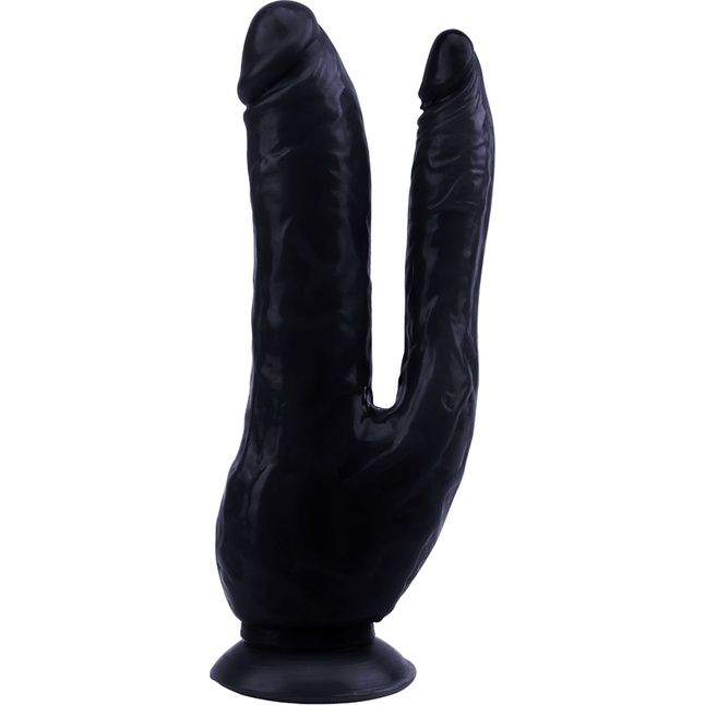 Черный анально-вагинальный фаллоимитатор Dark Magic Dual Penis - 19,5 см - Rubicon