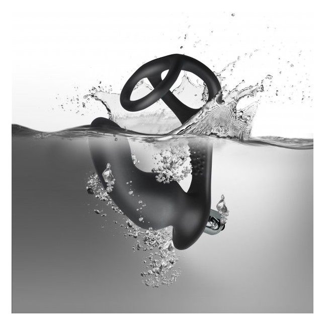 Чёрная анальная пробка с эрекционным кольцом RO-Zen Pro. Фотография 7.