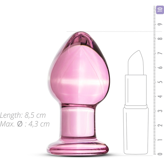 Розовая стеклянная пробка Glass Buttplug No.27 - 8,5 см - Gildo. Фотография 3.