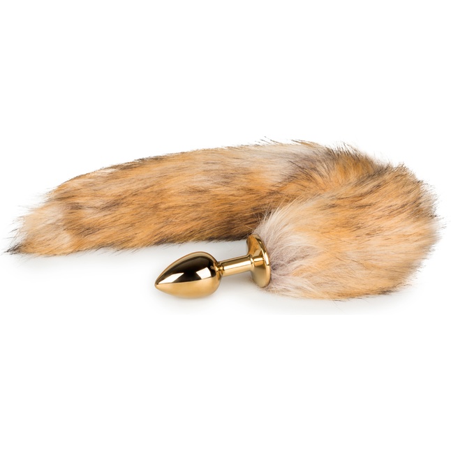 Золотистая анальная пробка с лисьим хвостом Fox Tail Plug - Fetish Collection