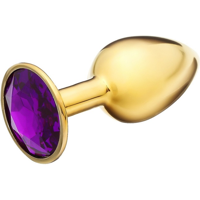 Золотистая анальная пробка с фиолетовым кристаллом - Оки-Чпоки. Фотография 2.