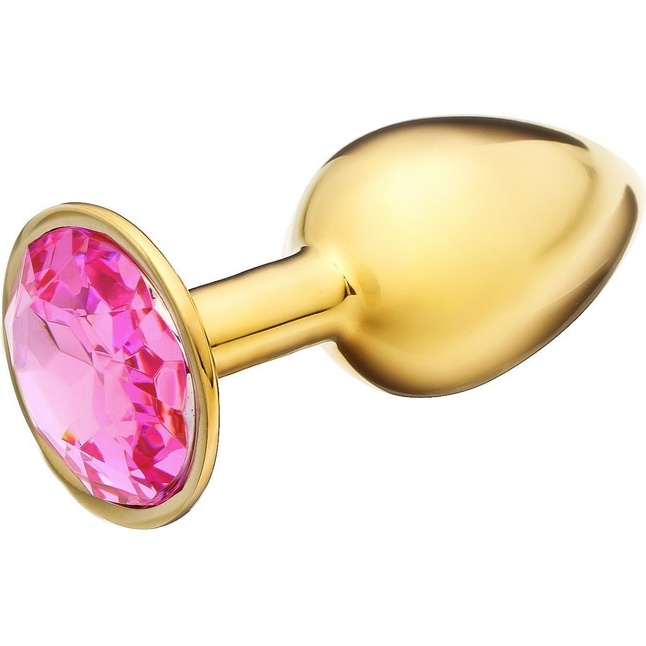 Золотистая анальная пробка с розовым кристаллом - Оки-Чпоки. Фотография 2.