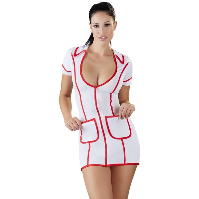 Сексуальное платье медсестры на молнии - Cottelli Collection
