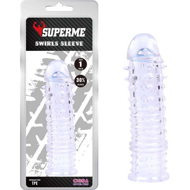 Прозрачная насадка на пенис Swirls Sleeve - 16 см - SuperMe. Фотография 2.