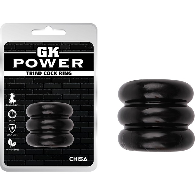 Черное высокое эрекционное кольцо Triad Cock Ring - GK Power