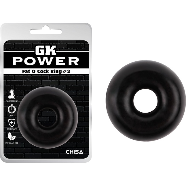 Черное эрекционное кольцо-бублик Fat O Cock Ring #2 - GK Power
