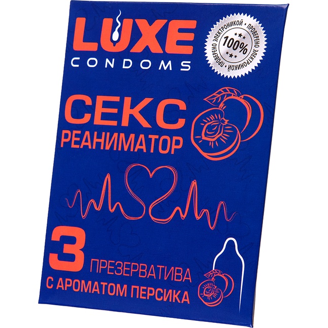 Презервативы с ароматом персика «Сексреаниматор» - 3 шт - Luxe