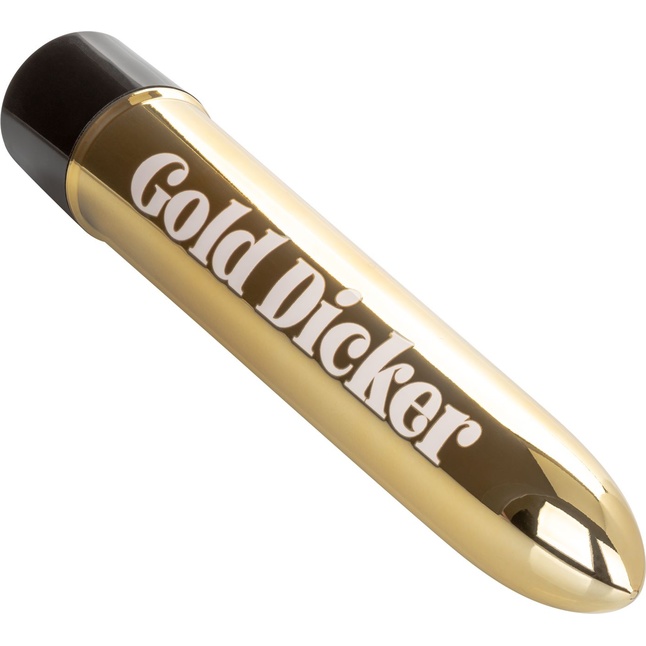 Золотистый классический вибратор Naughty Bits Gold Dicker Personal Vibrator - 19 см - Naughty Bits. Фотография 3.