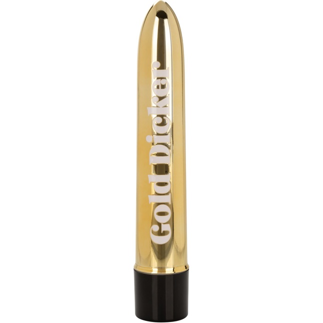 Золотистый классический вибратор Naughty Bits Gold Dicker Personal Vibrator - 19 см - Naughty Bits