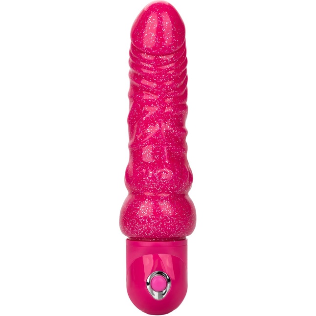 Розовый вибратор-реалистик с блестками Naughty Bits Lady Boner Bendable Personal Vibrator - 20 см - Naughty Bits. Фотография 2.