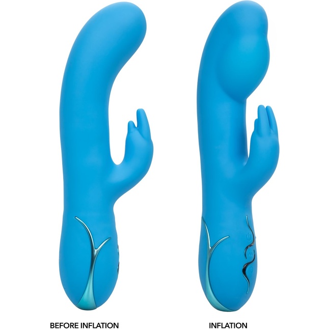 Голубой вибромассажер Insatiable G Inflatable G-Bunny с функцией расширения - 21 см. Фотография 2.
