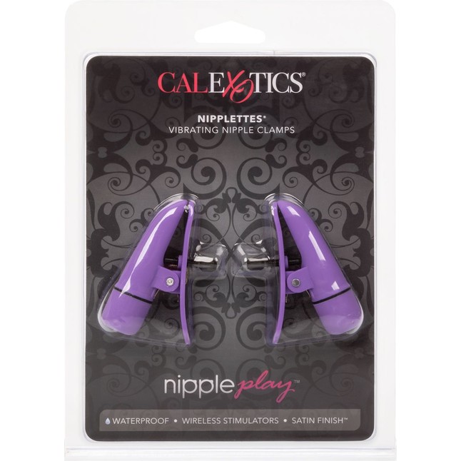Фиолетовые зажимы-прищепки с вибрацией Nipplettes - Nipple Play. Фотография 6.