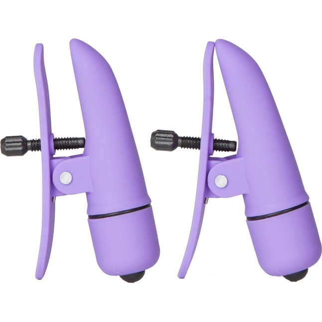 Фиолетовые зажимы-прищепки с вибрацией Nipplettes - Nipple Play